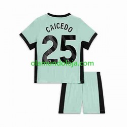 Camisola Chelsea Moises Caicedo 25 Criança Equipamento Terceiro 2023-2024 Manga Curta